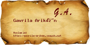 Gavrila Arikán névjegykártya